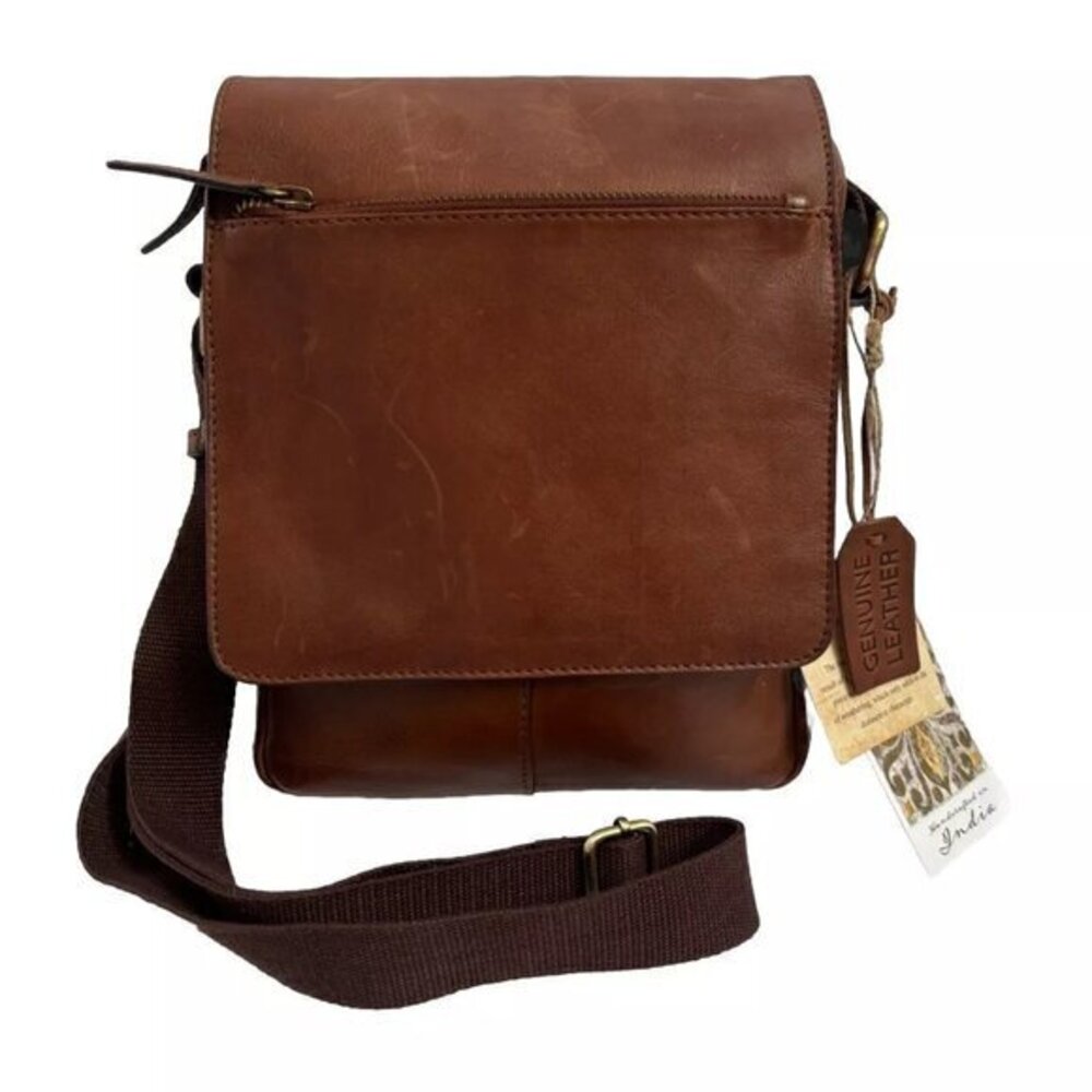 Handcrafted In India Handbag Crossbody Genuine Leather ShoulderBag Camel Brown